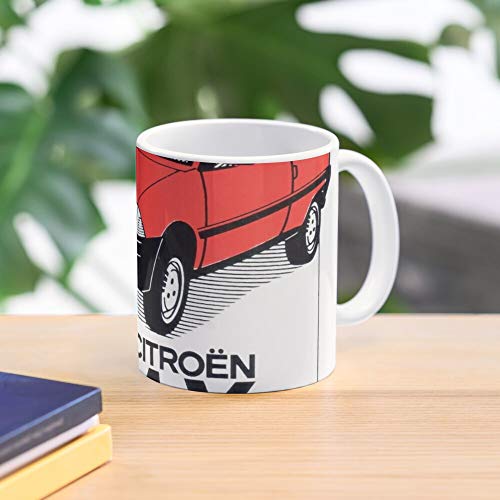 5TheWay AX Mug Citroen Decal Dealer Vintage Taza de café de Regalo de Moda Superventas Negra, Blanca, Cambia de Color 11 onzas, 15 onzas para Todos