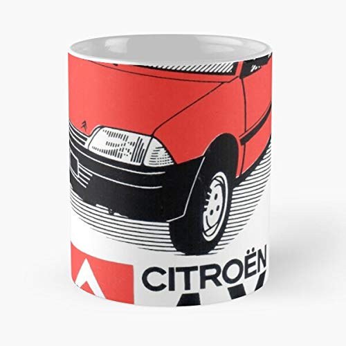5TheWay AX Mug Citroen Decal Dealer Vintage Taza de café de Regalo de Moda Superventas Negra, Blanca, Cambia de Color 11 onzas, 15 onzas para Todos