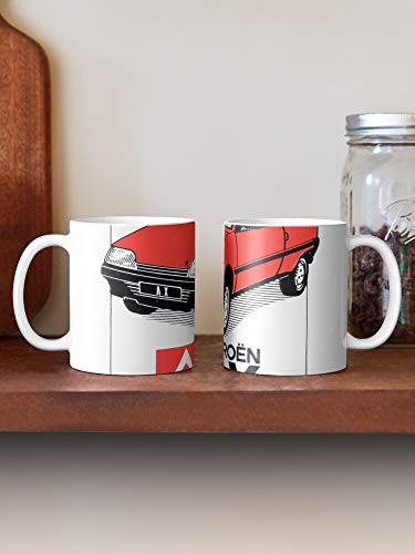 5TheWay AX Mug Citroen Decal Dealer Vintage Taza de café de Regalo de Moda Superventas Negra, Blanca, Cambia de Color 11 onzas, 15 onzas para Todos