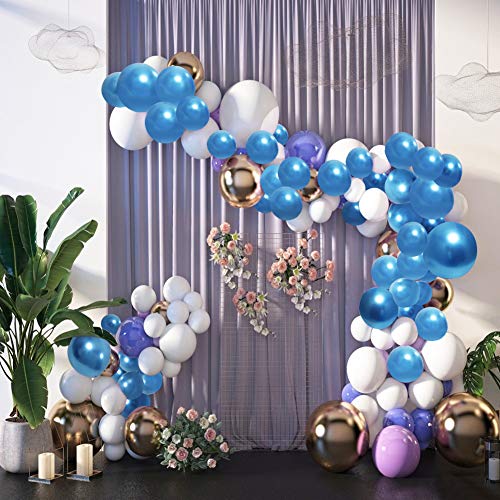 60 Piezas Globos Decoracion Cumpleaños Fiestas, 12" Azul Globos de Colores Metalizados de Látex para Bodas Bodas Aniversario Graduacion Fiesta Baby Shower
