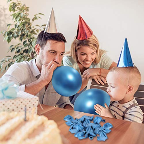60 Piezas Globos Decoracion Cumpleaños Fiestas, 12" Azul Globos de Colores Metalizados de Látex para Bodas Bodas Aniversario Graduacion Fiesta Baby Shower