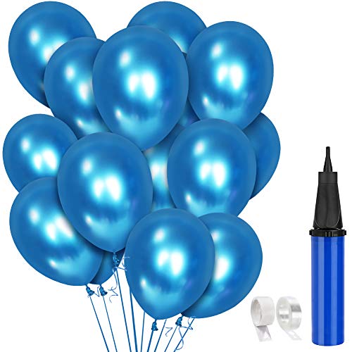 60 Piezas Globos Decoracion Cumpleaños Fiestas, 12" Azul Globos de Colores Metalizados de Látex para Bodas Bodas Aniversario Graduacion Fiesta Baby Shower
