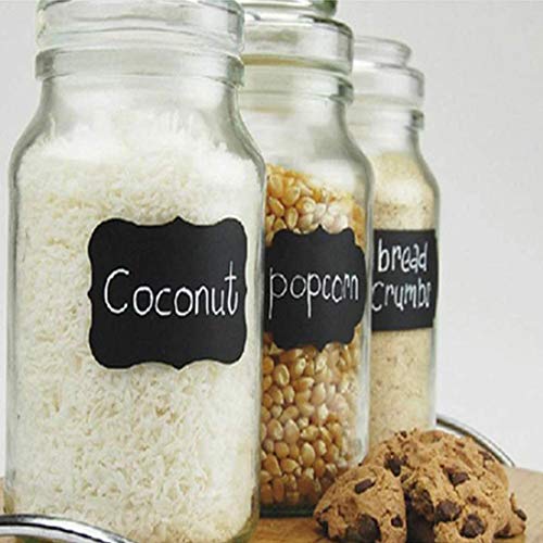600 Piezas Etiquetas de Pizarra,REYOK Reutilizable Borrable Pegatina, Pegatina de Pizarra Extraíble para Decorar Tarros, Mermelada, Botes, Cocina, Hogar y Oficina,Vino,Despensa