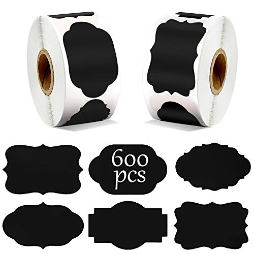 600 Piezas Etiquetas de Pizarra,REYOK Reutilizable Borrable Pegatina, Pegatina de Pizarra Extraíble para Decorar Tarros, Mermelada, Botes, Cocina, Hogar y Oficina,Vino,Despensa