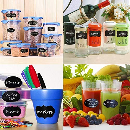 600 Piezas Etiquetas de Pizarra,REYOK Reutilizable Borrable Pegatina, Pegatina de Pizarra Extraíble para Decorar Tarros, Mermelada, Botes, Cocina, Hogar y Oficina,Vino,Despensa