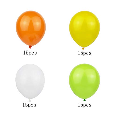 60Pcs Globos de Helio Globos de Decoración Cumpleaños Globos de Látex Naranja, Amarillo, Blanco y Verde Fruta Decoración de Globos para Aniversario,Fiesta,Graduación.