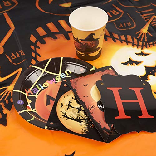 80 Decoraciones y Vajilla para Fiestas de Halloween - Paquete Completo para Celebraciones de Fiestas