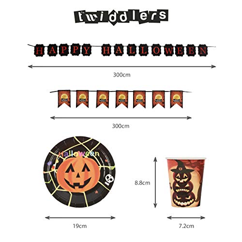 80 Decoraciones y Vajilla para Fiestas de Halloween - Paquete Completo para Celebraciones de Fiestas