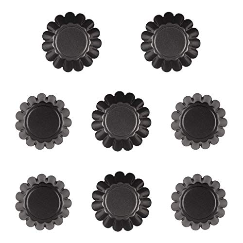 8pcs Moldes Hornear Tartas de Huevo, Mini Moldes Antiadherentes Patrón Crisantemos de Acero al Carbono para Muffins, Cupcakes y Pudines, Herramienta Reutilizable para Hornear (2.5 * 0.9 Pulgadas)