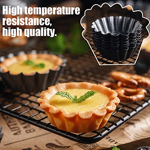 8pcs Moldes Hornear Tartas de Huevo, Mini Moldes Antiadherentes Patrón Crisantemos de Acero al Carbono para Muffins, Cupcakes y Pudines, Herramienta Reutilizable para Hornear (2.5 * 0.9 Pulgadas)