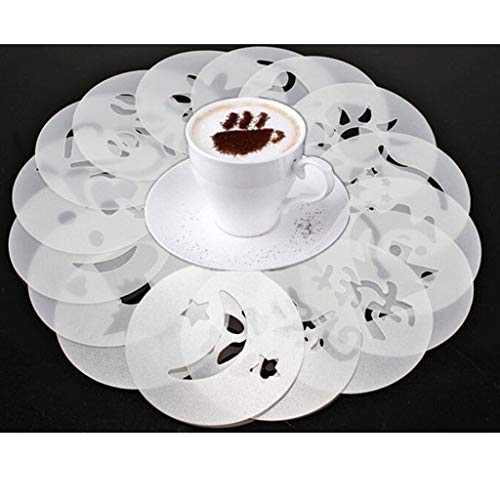 95sCloud - Plantillas para Decorar café, café y Chocolate con Copos de Avena, Cupcakes, Tartas y capuchinos (16 Unidades)