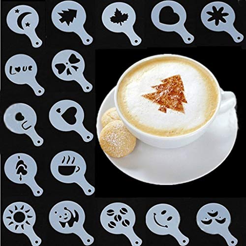95sCloud - Plantillas para Decorar café, café y Chocolate con Copos de Avena, Cupcakes, Tartas y capuchinos (16 Unidades)