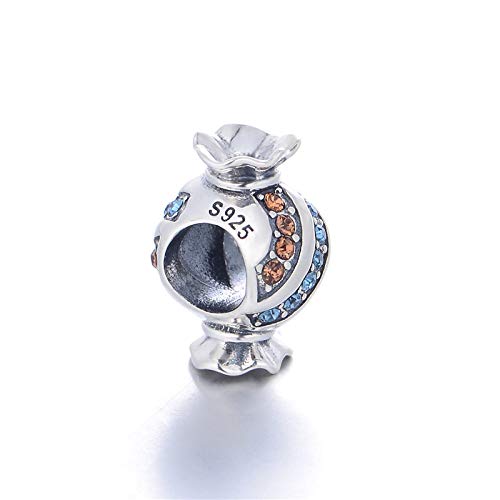 Abalorio De Plata 925 Para Mujer, Cute Fashion Color Caramelo Circón Encajan De Forma Pulsera Collar Encanto Cordones Para Damas, Regalo De Cumpleaños Vestido De Fiesta De Coubicación Presente