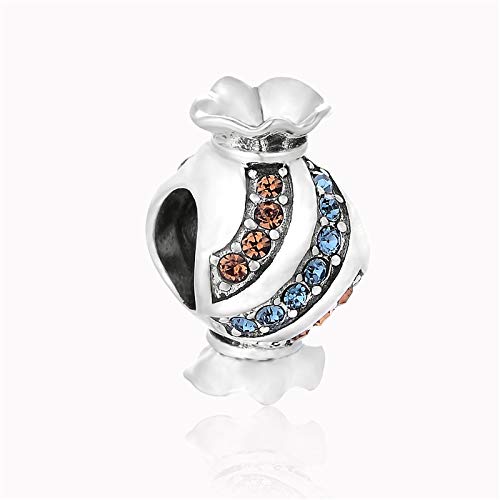 Abalorio De Plata 925 Para Mujer, Cute Fashion Color Caramelo Circón Encajan De Forma Pulsera Collar Encanto Cordones Para Damas, Regalo De Cumpleaños Vestido De Fiesta De Coubicación Presente