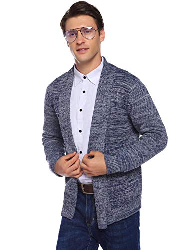 Abollria Cárdigan para Hombre,Manga Larga Casual Suéteres para Hombres Cuello de Solapa Chaqueta De Punto Rebeca