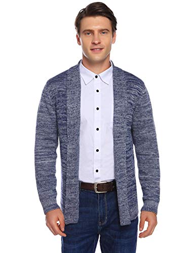 Abollria Cárdigan para Hombre,Manga Larga Casual Suéteres para Hombres Cuello de Solapa Chaqueta De Punto Rebeca