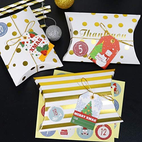 ABOOFAN Caja Juego de Cajas de Dulces de Almohada Etiqueta de Sellado Etiquetas Regalo de Cuerda Almacenamiento de Dulces de Chocolate para El
