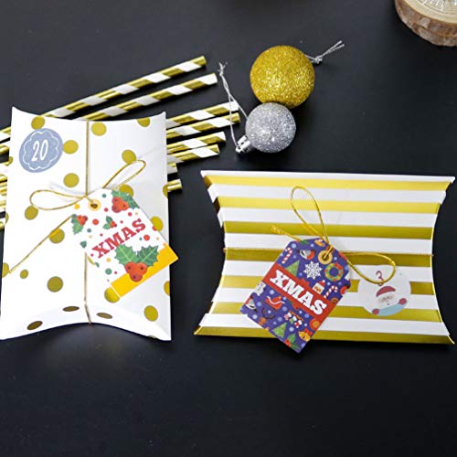 ABOOFAN - Juego de cajas de regalo de Navidad, cajas de caramelo, etiquetas y cuerda de regalo de chocolate para regalo de Navidad