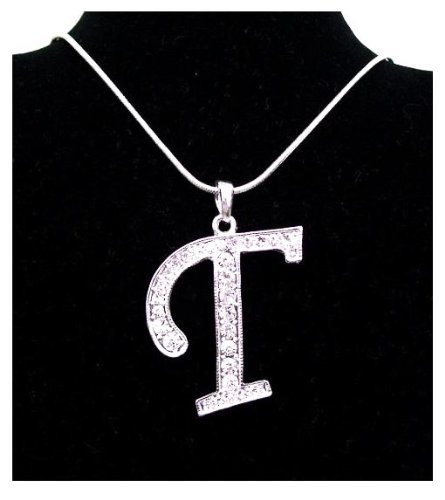 Acabado en plata de brillantes diseño de letras de palabra T lámpara de techo con camafeo a presión cadena collar con colgante en forma de piel de serpiente