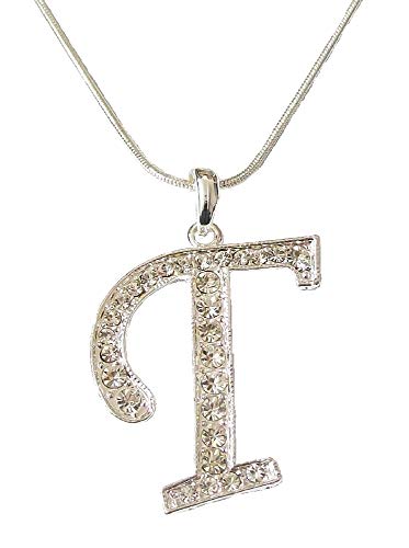 Acabado en plata de brillantes diseño de letras de palabra T lámpara de techo con camafeo a presión cadena collar con colgante en forma de piel de serpiente