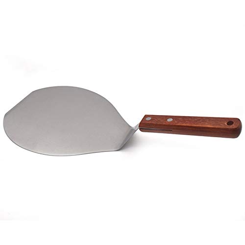 ACAMPTAR El Dispositivo Transferencia Pastel Redondo Pala Pizza Acero Inoxidable Manejar Madera Maciza Filo Cuchilla Pala Pizza para Hornear Pizza Casera Tortas Pan Pastel
