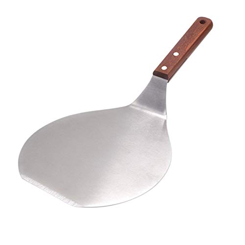 ACAMPTAR El Dispositivo Transferencia Pastel Redondo Pala Pizza Acero Inoxidable Manejar Madera Maciza Filo Cuchilla Pala Pizza para Hornear Pizza Casera Tortas Pan Pastel