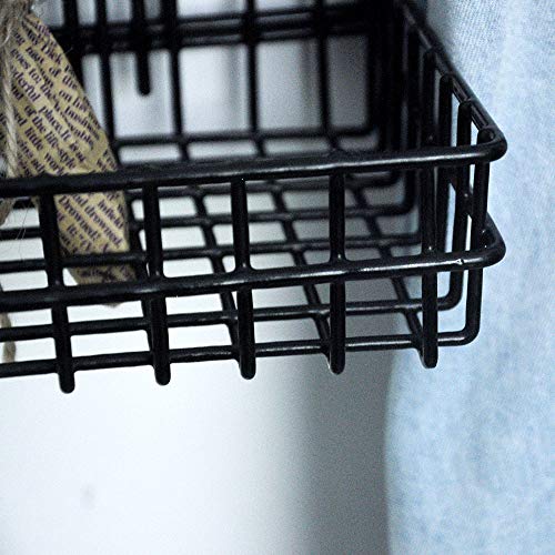 AceList - Cesta colgante de alambre de metal negro, multifunción, rejilla creativa de pared, organizador, almacenamiento para plantas, macetas, revestimiento negro