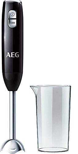 AEG STM3200 Batidora de Mano Serie 3, Función Turbo, Incluye Vaso Graduado con Medida, Aptos Lavavajillas, 85dB de Ruido, 1.2m de Longitud Cable, 2 Velocidades,,600W, Negro
