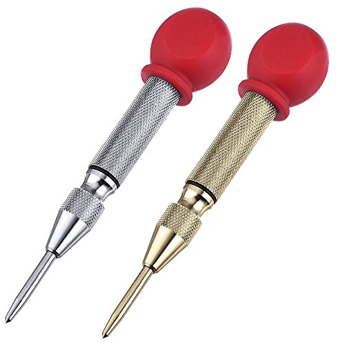 AFUNTA 2 piezas de alta velocidad Punzón central, perforador de agujero central marcador para madera, metal, plástico, herramienta para romper ventanas de coche con tapa de cojín y impacto ajustable