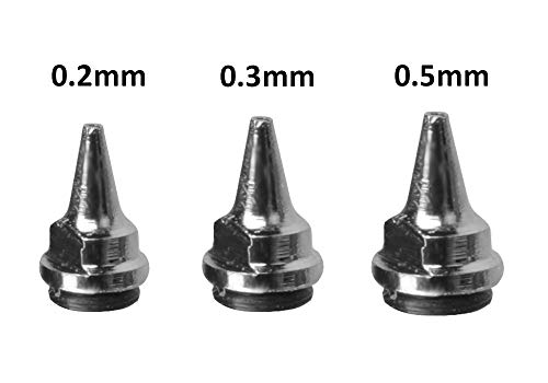 Aguja de Aerógrafo 0.2mm 0.3mm 0.5mm con Boquilla de Aerógrafo y Tapa de Boquilla para Pistola de Aerógrafo por Poweka