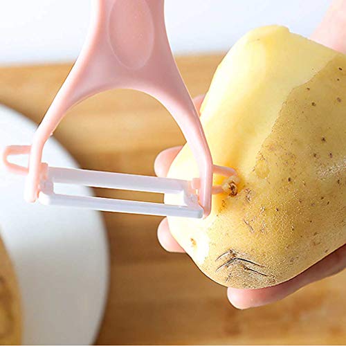 AidShunn Peladores de fruta y verdura Cuchilla de Cerámica Prevención de herrumbre aguda para Queso Patata Manzana Chocolate - Juego de 3 (Rosa + Azul + Verde)