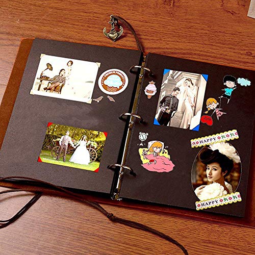 AIOR Álbum de Fotos Para Pegar Album Scrapbooking, DIY Libros de Firmas para Boda, Scrapbook de Cuero Vintage Álbum de Recortes Aniversario Valentines Cumpleaños Regalo originales para Mujer Mamá Niña
