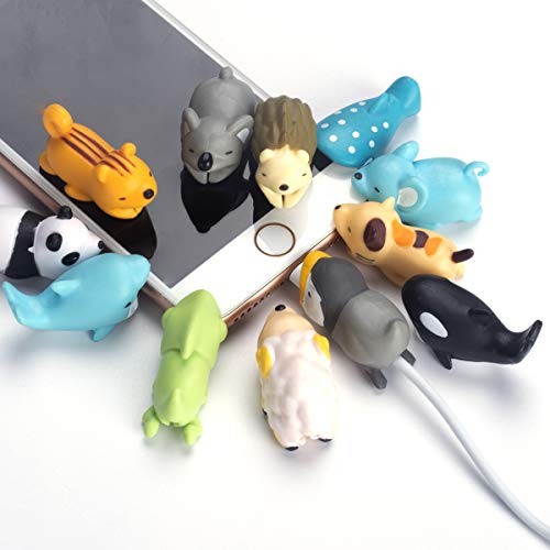 Aitsite Cable Bite Protector de Cable para iPhone Accessories (12-Paquete, Erizo + Panda + camaleón + Gato + tiburón Ballena + delfín + Ballena asesina + pingüino + Koala + Ardilla + Oveja + ratón)