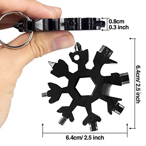 Aitsite Multi herramienta copo de nieve Tarjeta de la herramienta del copo de nieve Destornillador multi-herramienta de acero Llavero Abrebotellas Tarjeta (Negro)