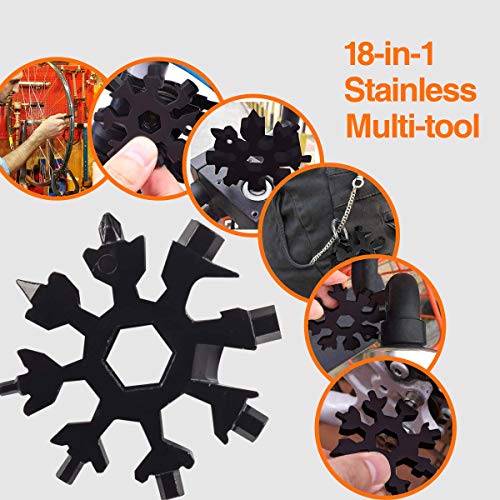 Aitsite Multi herramienta copo de nieve Tarjeta de la herramienta del copo de nieve Destornillador multi-herramienta de acero Llavero Abrebotellas Tarjeta (Negro)