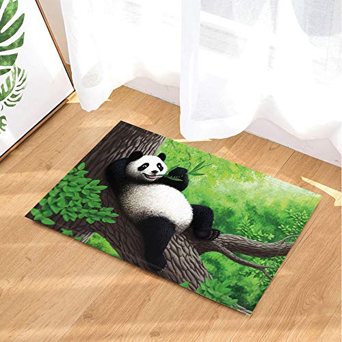 ajhgfjgdhkmdg Alfombras de baño de Oso de Panda Panda Comiendo bambú acostado en un árbol de Madera en la Naturaleza Bosque Selva Antideslizante Felpudo para Interiores 60X40CM