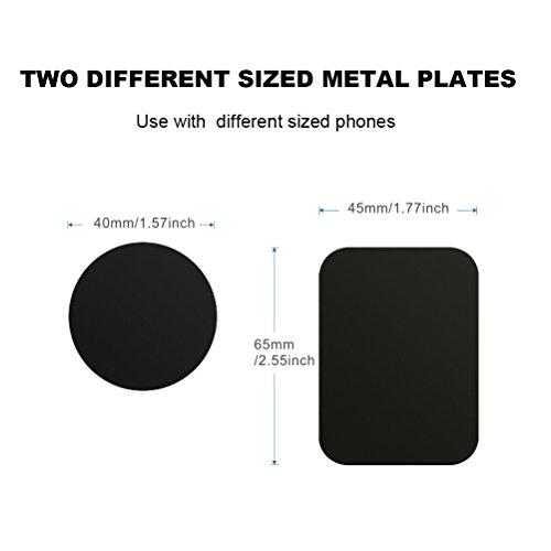 AJOXEL [10 Piezas láminas Metálicas (6 Redondas y 4 rectangulares) con Adhesivos Muy Finas Reemplazo de Placas de Metal para Soporte Movil Coche Magnético/Soporte iman movil Coche - Negro+Plata