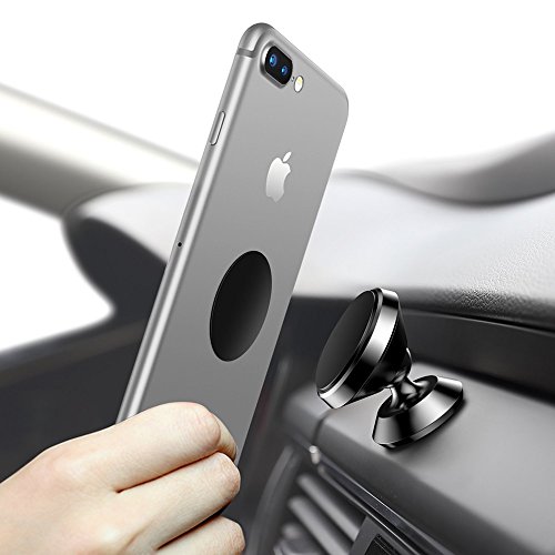 AJOXEL [10 Piezas láminas Metálicas (6 Redondas y 4 rectangulares) con Adhesivos Muy Finas Reemplazo de Placas de Metal para Soporte Movil Coche Magnético/Soporte iman movil Coche - Negro+Plata
