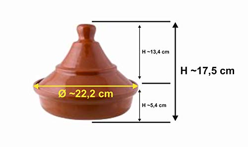 Alar tajín – Cacerola 2422 – Original – Tajín de cerámica olla, 1,2 L, diámetro de 22 cm, altura 17,5 cm