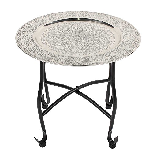 albena shop 73-105 Navin Mesa de té Oriental Mesa Plegable con Bandeja ø 40 x 36 cm Metal