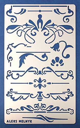 Aleks Melnyk #7 Stencil Plantilla de Metal para estarcir/Vintage, Flores/para Arte Manualidades y decoración/Plantilla para Estarcidos/para Pintar con Aerógrafo/1 Piezas/Bricolaje, DIY