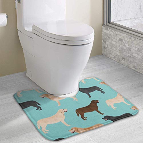 Alfombra de baño antideslizante para decoración de inodoro, antideslizante, diseño de labradores, color amarillo, chocolate negro, para perros en forma de U