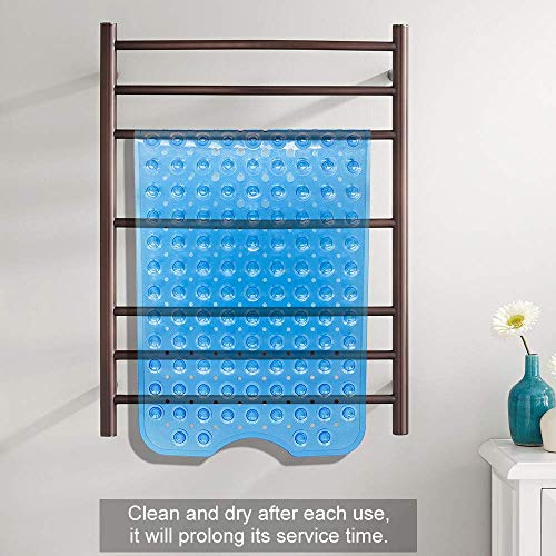 Alfombrilla Antideslizante bañera De Baño Esterilla De Ducha， Caucho Natural Antideslizante 100cm X 40cm Estera De Baño Alfombra De Baño Antideslizante con Ventosas para Niños Ancianos (Azul)