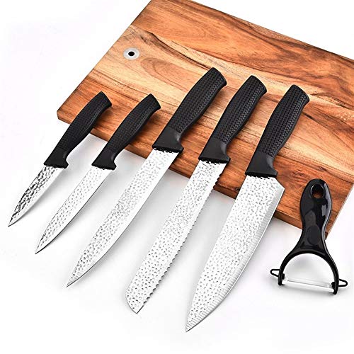 Alta calidad Acero inoxidable 6pcs Set de cuchillos de cocina fruta de pelado Utilidad Santoku chef cortar pan cuchillo de cocina (Color : 6pcs Kitchen Knives)