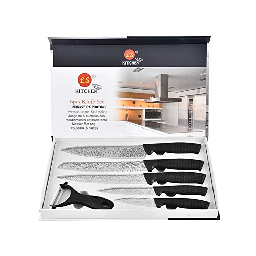 Alta calidad Acero inoxidable 6pcs Set de cuchillos de cocina fruta de pelado Utilidad Santoku chef cortar pan cuchillo de cocina (Color : 6pcs Kitchen Knives)