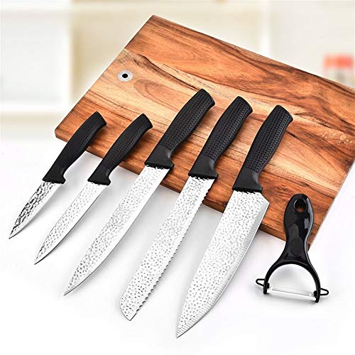 Alta calidad Acero inoxidable 6pcs Set de cuchillos de cocina fruta de pelado Utilidad Santoku chef cortar pan cuchillo de cocina (Color : 6pcs Kitchen Knives)