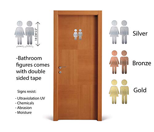 Aluminium Male and Female Bathroom door sign - Restroom plaque - WC - Toilet - Men and women - Signo de puerta de baño masculino y femenino - Area de aseo- Men and women - indoor & outdoor