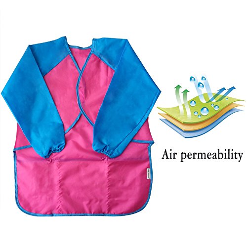 Amaza 4Pcs Delantal Infantil Pintura para 2-8 Años (Amarillo & Rosa & Azul & Rojo)