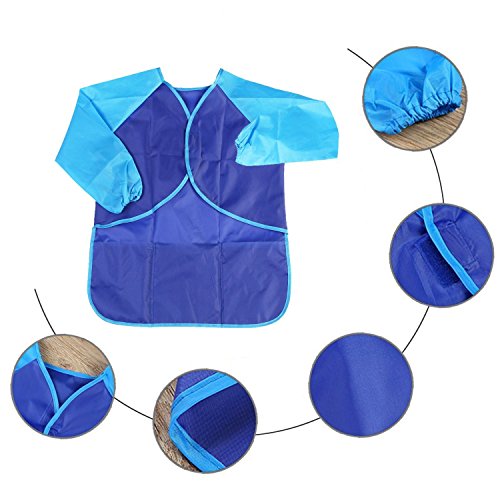 Amaza 4Pcs Delantal Infantil Pintura para 2-8 Años (Amarillo & Rosa & Azul & Rojo)