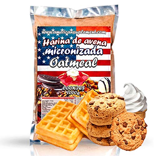 American Suplement - 1000 gr - Harina de Avena Integral, ideal para tortitas, batidos, bizcochos y magdalenas (COOKIES)